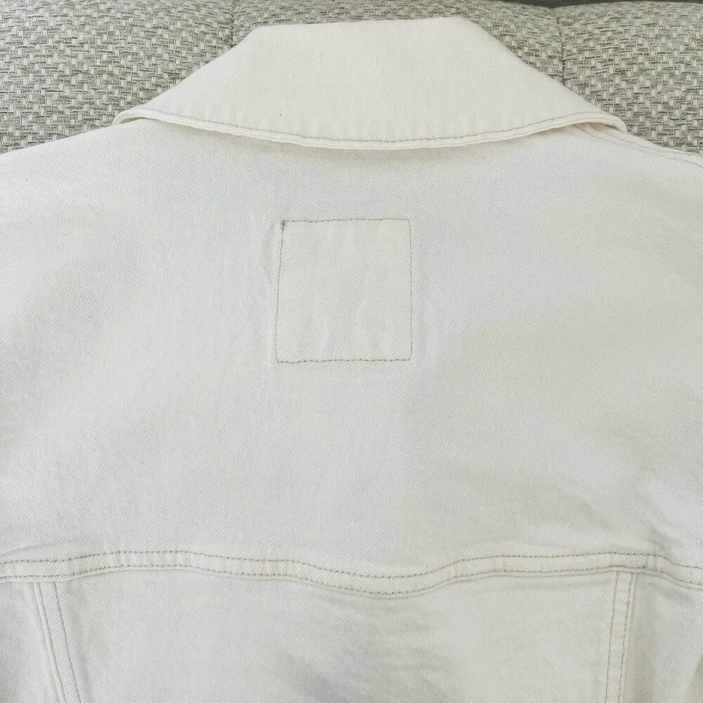 Abercrombie & Fitch NEW! Cropped Denim Jean Jacket In Cream/Bleached Wash XS - Picture 14 of 15